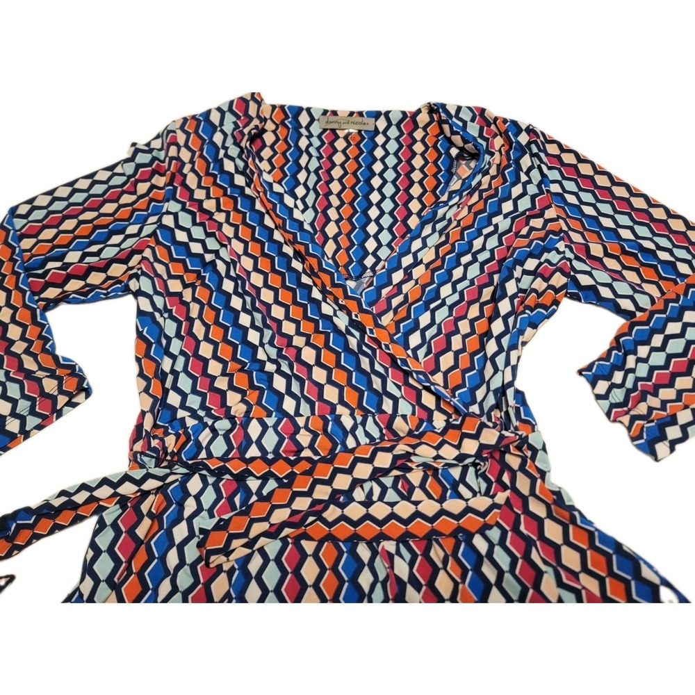 Danny & Nicole Size 12 Faux Wrap Knee Length Knit Dress Church Career Travel - Picture 4 of 12